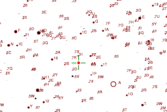 Identification sketch for variable star S-UMA (S URSAE MAJORIS) on the night of JD2453057.