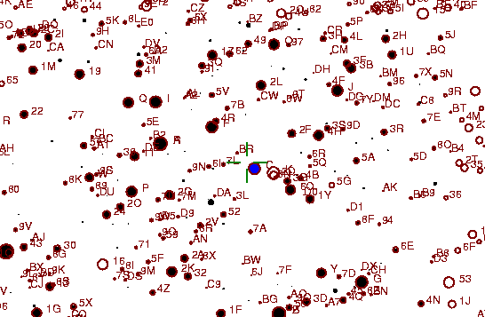 Identification sketch for variable star SU-TAU (SU TAURI) on the night of JD2453057.