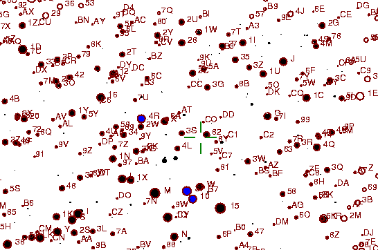 Identification sketch for variable star TU-TAU (TU TAURI) on the night of JD2453057.