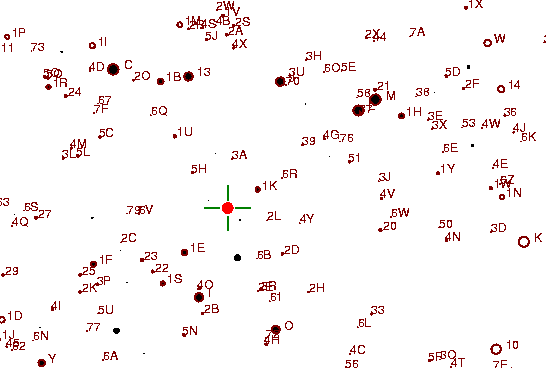 Identification sketch for variable star TX-CVN (TX CANUM VENATICORUM) on the night of JD2453057.