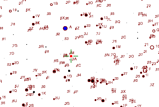 Identification sketch for variable star U-ARI (U ARIETIS) on the night of JD2453057.