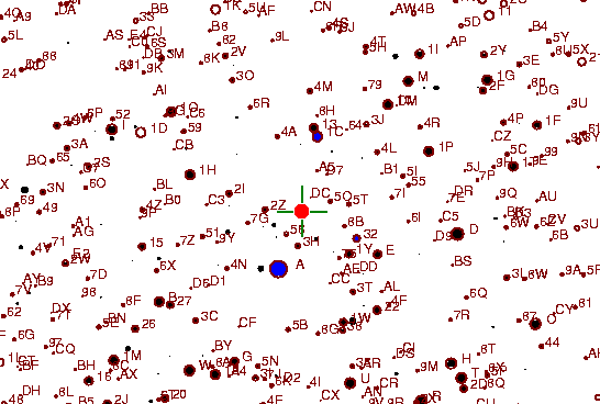Identification sketch for variable star U-CMI (U CANIS MINORIS) on the night of JD2453057.