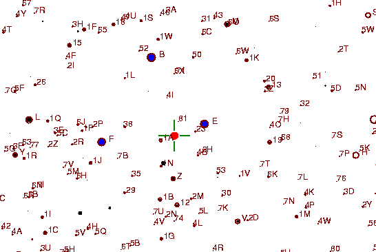Identification sketch for variable star U-VIR (U VIRGINIS) on the night of JD2453057.