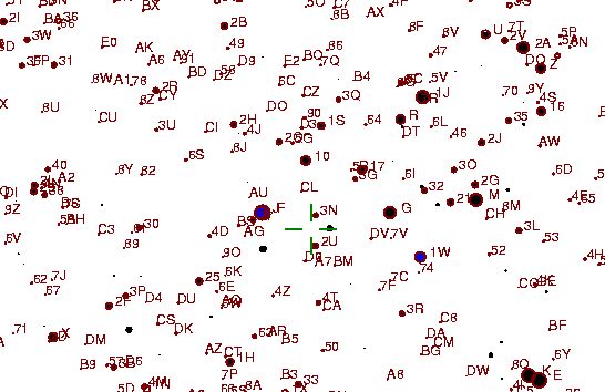 Identification sketch for variable star UW-TRI (UW TRIANGULI) on the night of JD2453057.