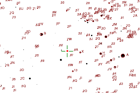 Identification sketch for variable star UZ-TAU (UZ TAURI) on the night of JD2453057.