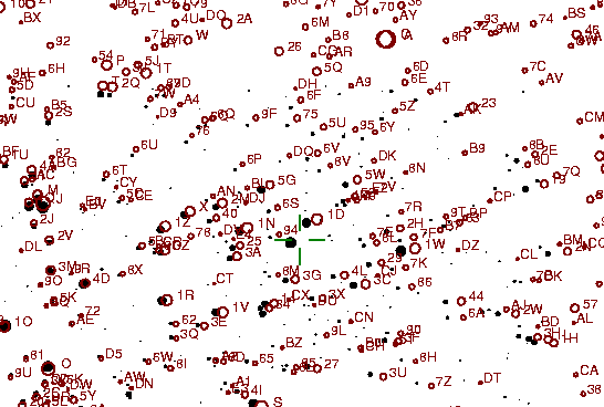 Identification sketch for variable star V-CMI (V CANIS MINORIS) on the night of JD2453057.