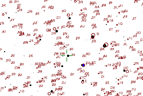 Identification sketch for variable star V-CRV (V CORVI) on the night of JD2453057.