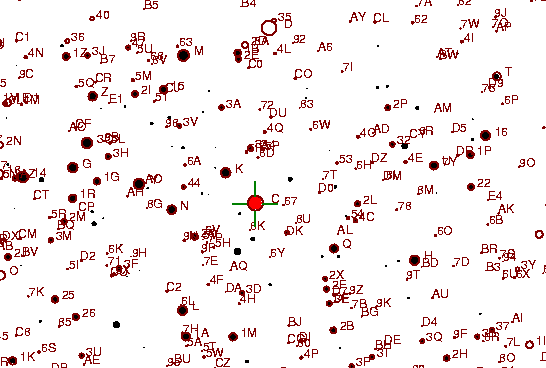 Identification sketch for variable star V-LYN (V LYNCIS) on the night of JD2453057.