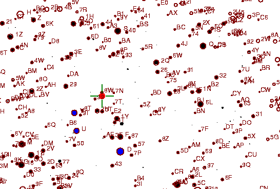 Identification sketch for variable star V-MON (V MONOCEROTIS) on the night of JD2453057.