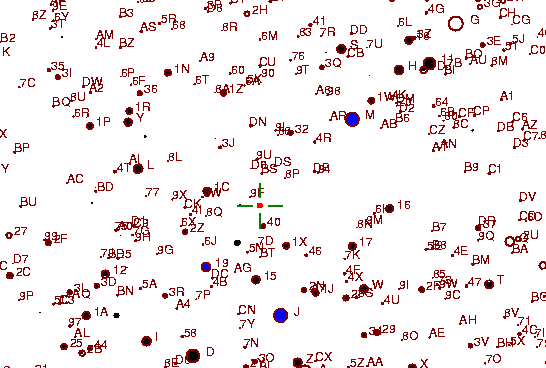 Identification sketch for variable star V-TAU (V TAURI) on the night of JD2453057.