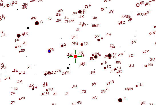 Identification sketch for variable star Y-LEO (Y LEONIS) on the night of JD2453057.