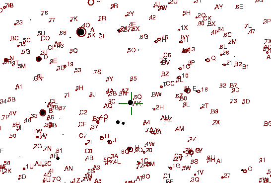 Identification sketch for variable star YY-VIR (YY VIRGINIS) on the night of JD2453057.