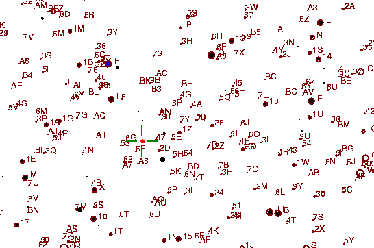 Identification sketch for variable star IK-TAU (IK TAURI) on the night of JD2453065.