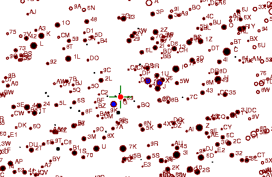 Identification sketch for variable star RU-TAU (RU TAURI) on the night of JD2453065.