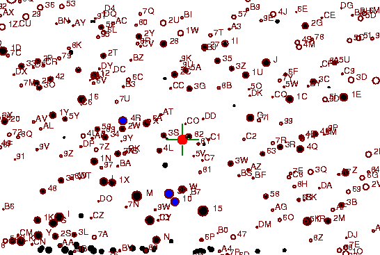 Identification sketch for variable star TU-TAU (TU TAURI) on the night of JD2453065.