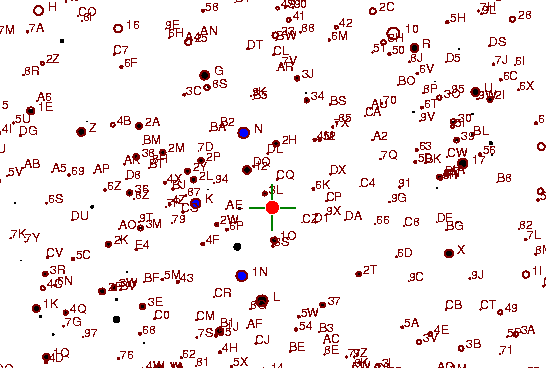 Identification sketch for variable star U-GEM (U GEMINORUM) on the night of JD2453065.