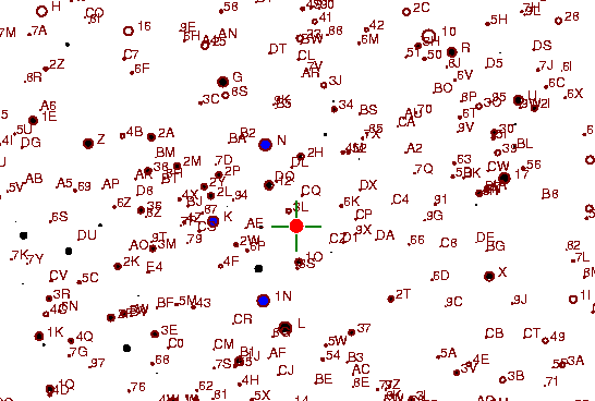 Identification sketch for variable star U-GEM (U GEMINORUM) on the night of JD2453065.
