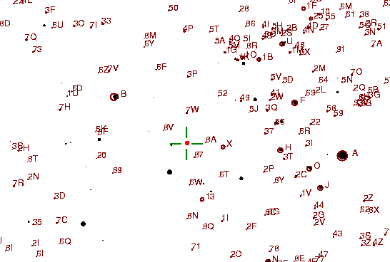 Identification sketch for variable star UZ-TAU (UZ TAURI) on the night of JD2453065.