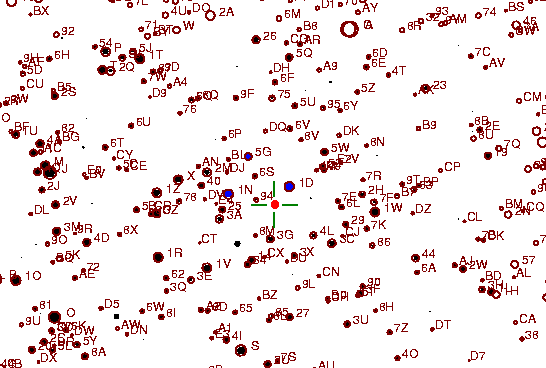 Identification sketch for variable star V-CMI (V CANIS MINORIS) on the night of JD2453065.