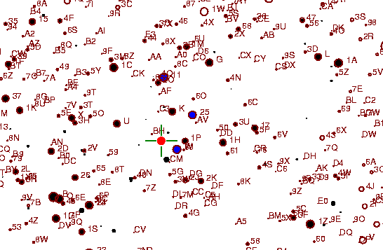 Identification sketch for variable star AL-AUR (AL AURIGAE) on the night of JD2453072.
