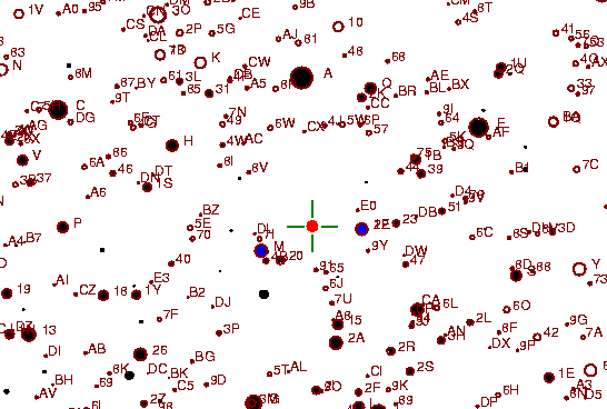 Identification sketch for variable star AM-GEM (AM GEMINORUM) on the night of JD2453072.