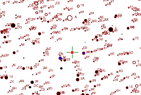 Identification sketch for variable star AM-GEM (AM GEMINORUM) on the night of JD2453072.