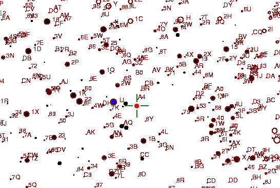 Identification sketch for variable star AU-AUR (AU AURIGAE) on the night of JD2453072.