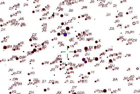 Identification sketch for variable star AW-GEM (AW GEMINORUM) on the night of JD2453072.