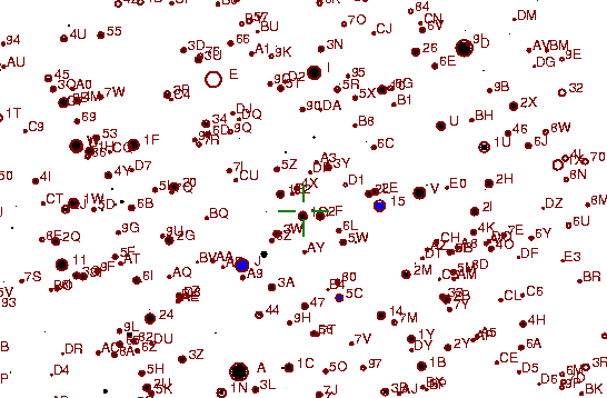 Identification sketch for variable star BG-CMI (BG CANIS MINORIS) on the night of JD2453072.