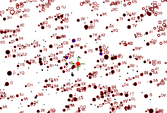 Identification sketch for variable star BG-MON (BG MONOCEROTIS) on the night of JD2453072.