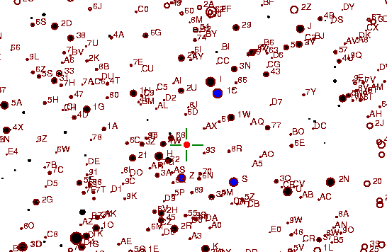 Identification sketch for variable star BH-AUR (BH AURIGAE) on the night of JD2453072.