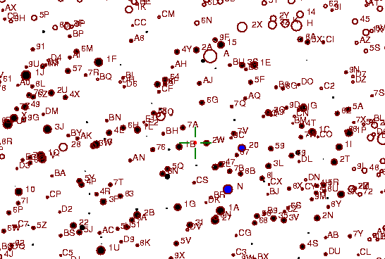 Identification sketch for variable star BI-MON (BI MONOCEROTIS) on the night of JD2453072.