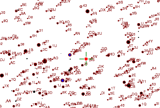 Identification sketch for variable star BO-MON (BO MONOCEROTIS) on the night of JD2453072.