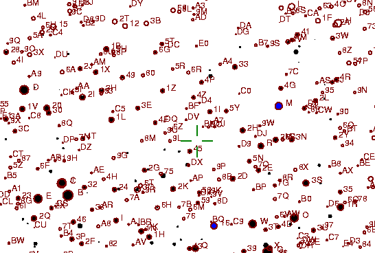 Identification sketch for variable star GK-MON (GK MONOCEROTIS) on the night of JD2453072.