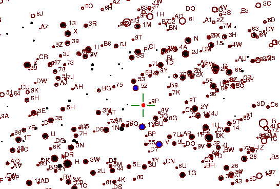 Identification sketch for variable star OT-AUR (OT AURIGAE) on the night of JD2453072.