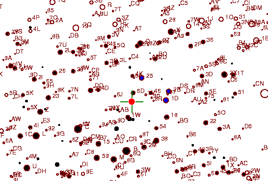Identification sketch for variable star R-GEM (R GEMINORUM) on the night of JD2453072.