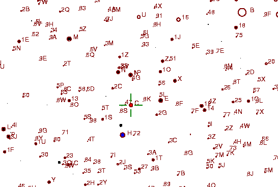 Identification sketch for variable star R-UMA (R URSAE MAJORIS) on the night of JD2453072.