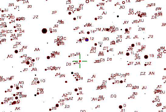 Identification sketch for variable star RT-CAM (RT CAMELOPARDALIS) on the night of JD2453072.