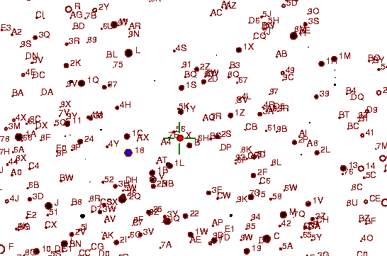 Identification sketch for variable star RU-LYN (RU LYNCIS) on the night of JD2453072.