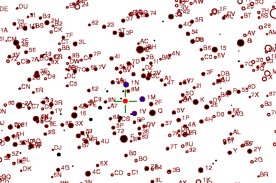 Identification sketch for variable star RU-MON (RU MONOCEROTIS) on the night of JD2453072.