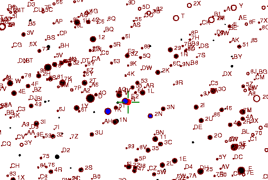 Identification sketch for variable star RW-GEM (RW GEMINORUM) on the night of JD2453072.