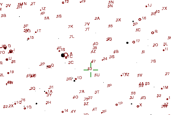 Identification sketch for variable star RZ-LMI (RZ LEONIS MINORIS) on the night of JD2453072.