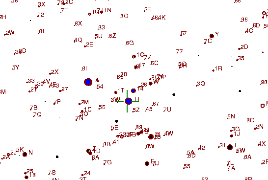 Identification sketch for variable star S-SEX (S SEXTANTIS) on the night of JD2453072.