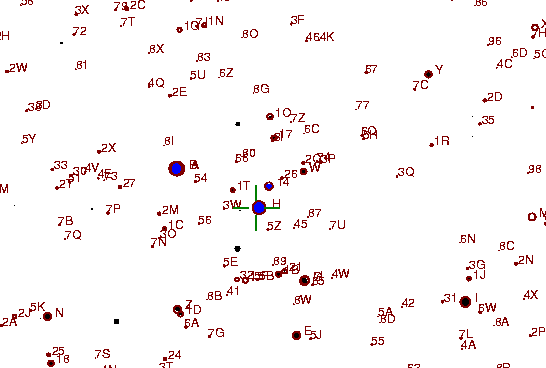 Identification sketch for variable star S-SEX (S SEXTANTIS) on the night of JD2453072.