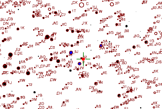 Identification sketch for variable star U-AUR (U AURIGAE) on the night of JD2453072.