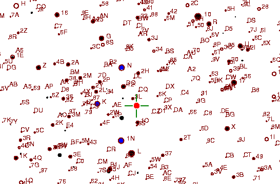 Identification sketch for variable star U-GEM (U GEMINORUM) on the night of JD2453072.