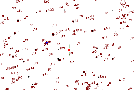 Identification sketch for variable star U-LMI (U LEONIS MINORIS) on the night of JD2453072.