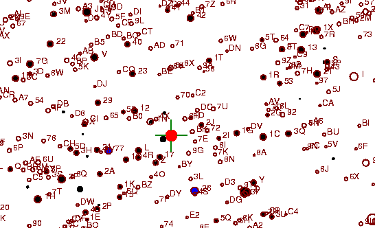 Identification sketch for variable star U-MON (U MONOCEROTIS) on the night of JD2453072.
