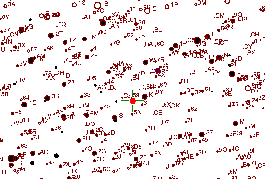Identification sketch for variable star UZ-GEM (UZ GEMINORUM) on the night of JD2453072.