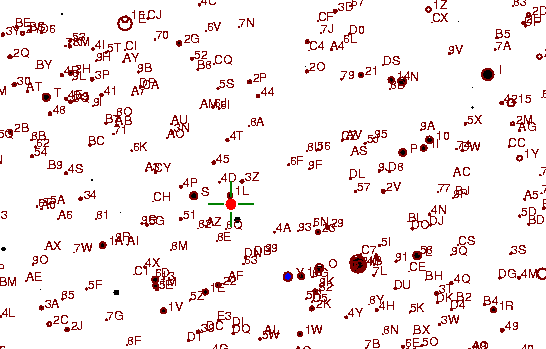 Identification sketch for variable star UZ-HYA (UZ HYDRAE) on the night of JD2453072.